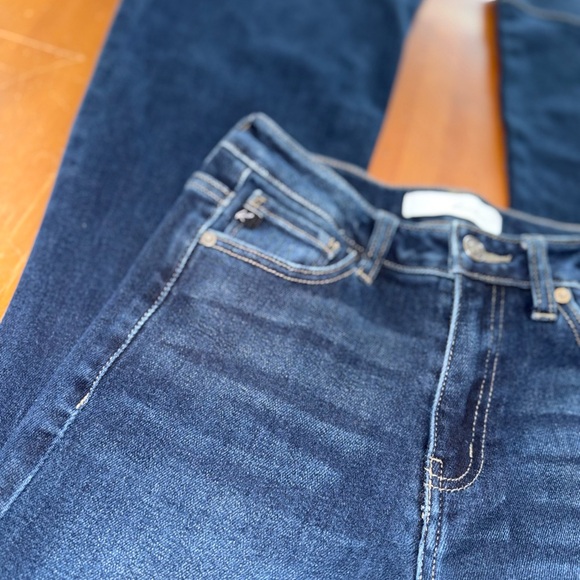 Kancan Denim Jeans Flare Size 7 Dark Wash 27x32 Mid Rise Cowgirl Stretch Long - Picture 3 of 12